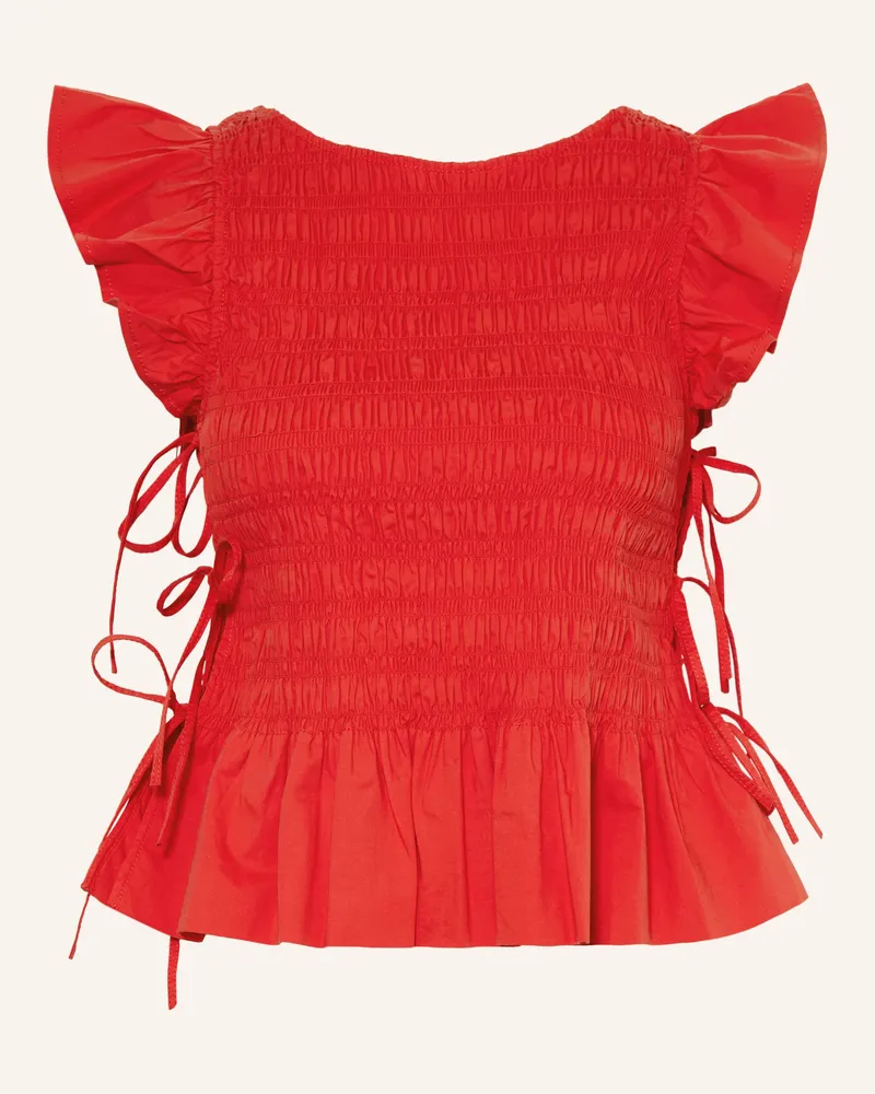 Ganni Blusenshirt Mit Volants rot Rot