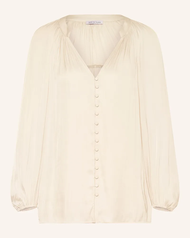 Mrs & HUGS Satinbluse Creme