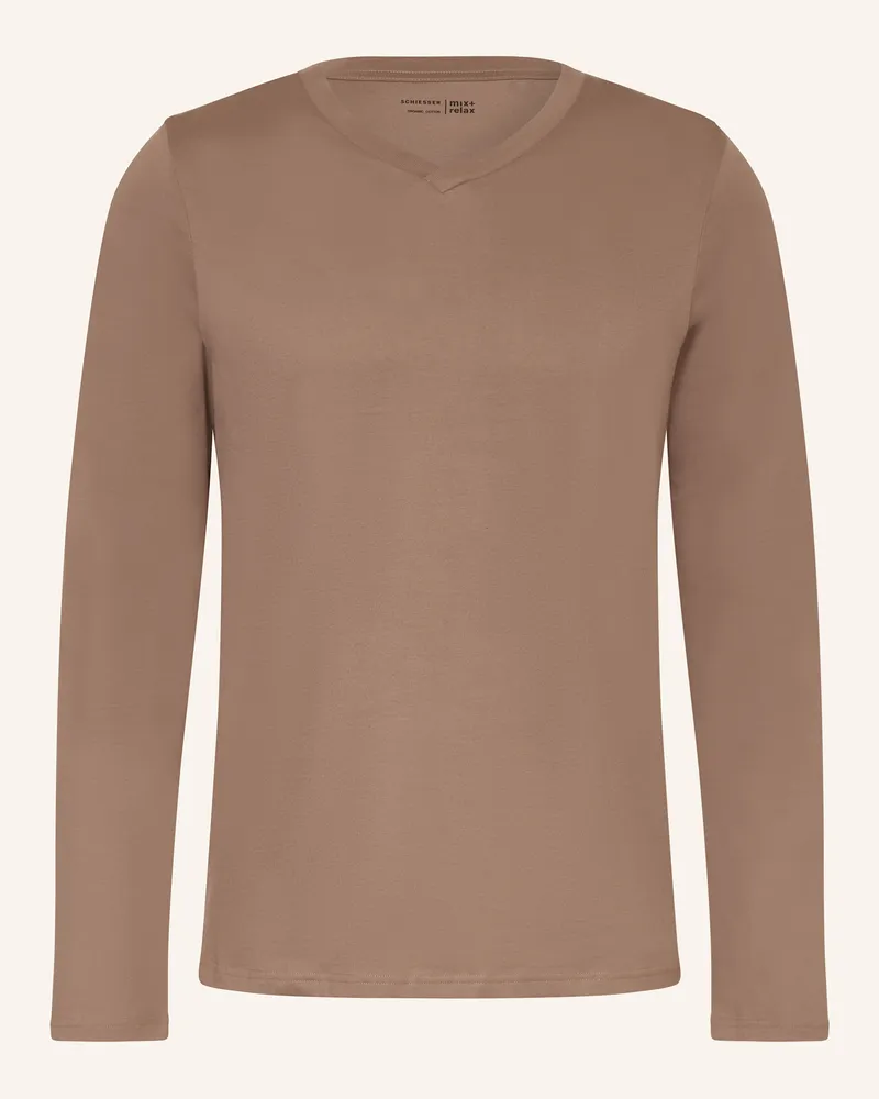 Schiesser Schlafshirt MIX+RELAX Braun