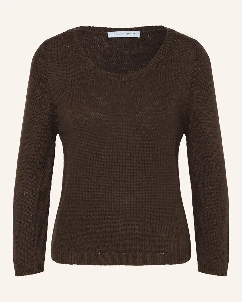 Iris von Arnim Pullover DILIA mit Seide und Leinen Dunkelbraun