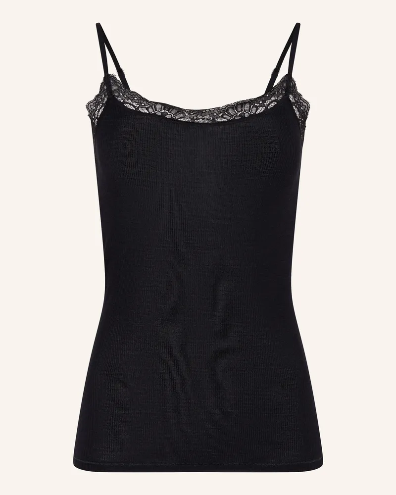 Hanro Top Woolen Lace Mit Merinowolle Und Seide schwarz Schwarz