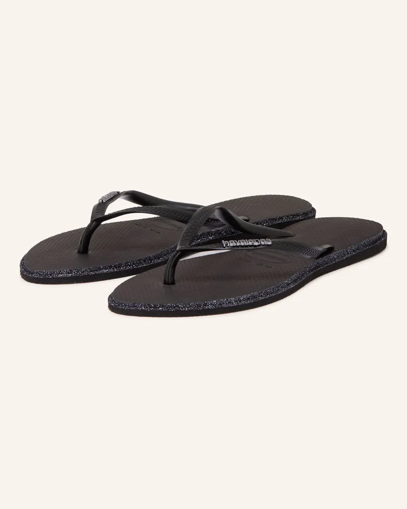 Havaianas Zehentrenner Slim Point Glitter schwarz Schwarz