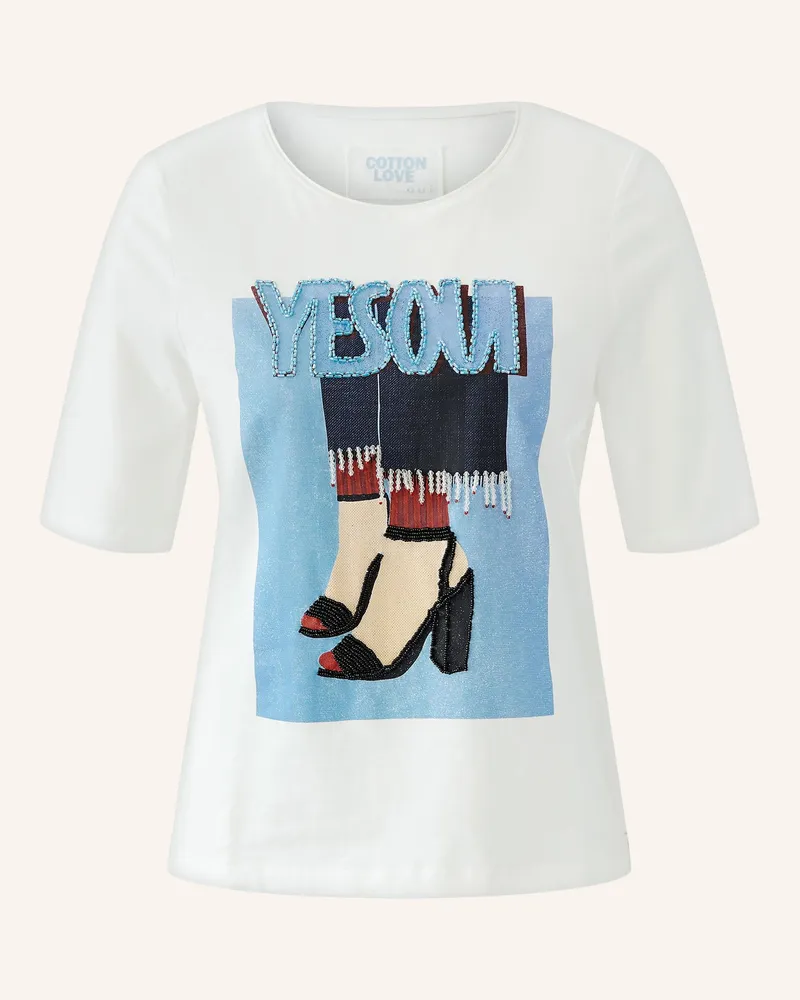 Oui  T-Shirt Mit Schmuckperlen weiss Weiss