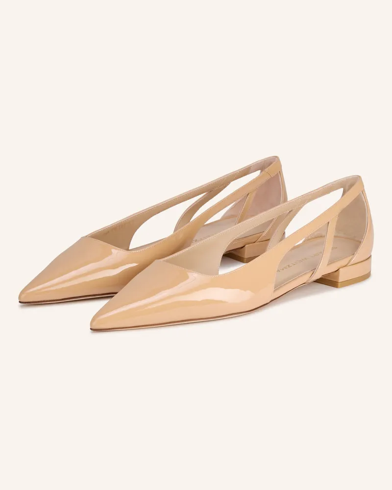 Stuart Weitzman Lackballerinas STUART POWER CUTOUT FLAT mit Cut-outs Camel