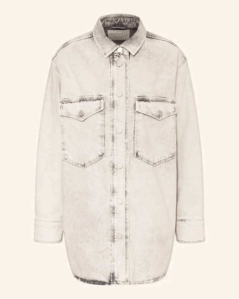 AllSaints Jeanskleid FAYE mit Schmucksteinen Hellgrau