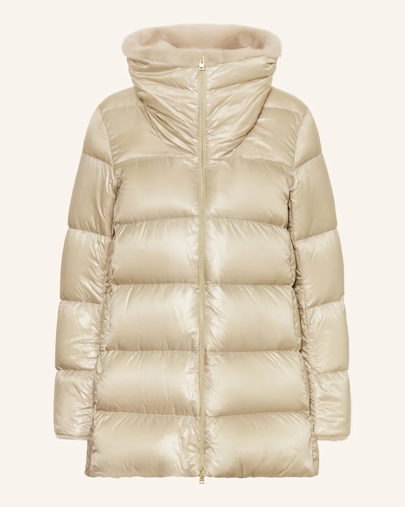 Herno Daunenmantel mit Kunstfell Beige