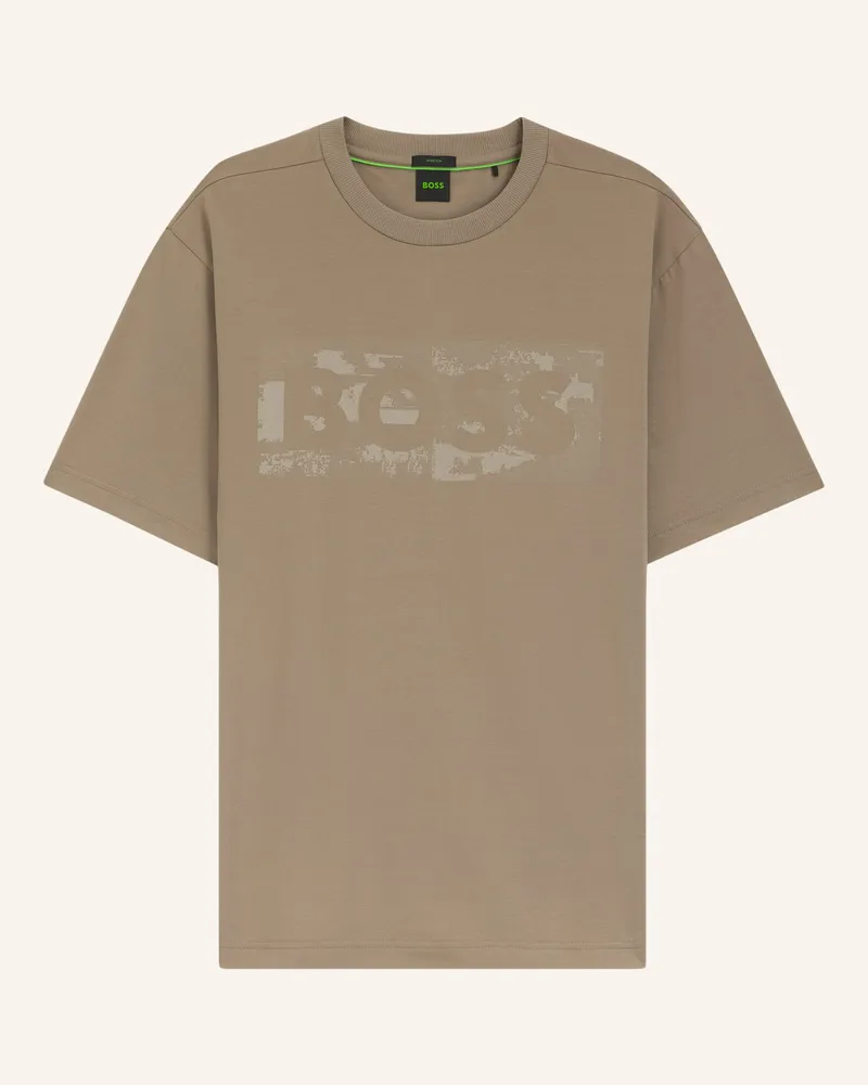 HUGO BOSS T-Shirt Ts_Globe Logopattern Regular Fit gruen Hellgrün
