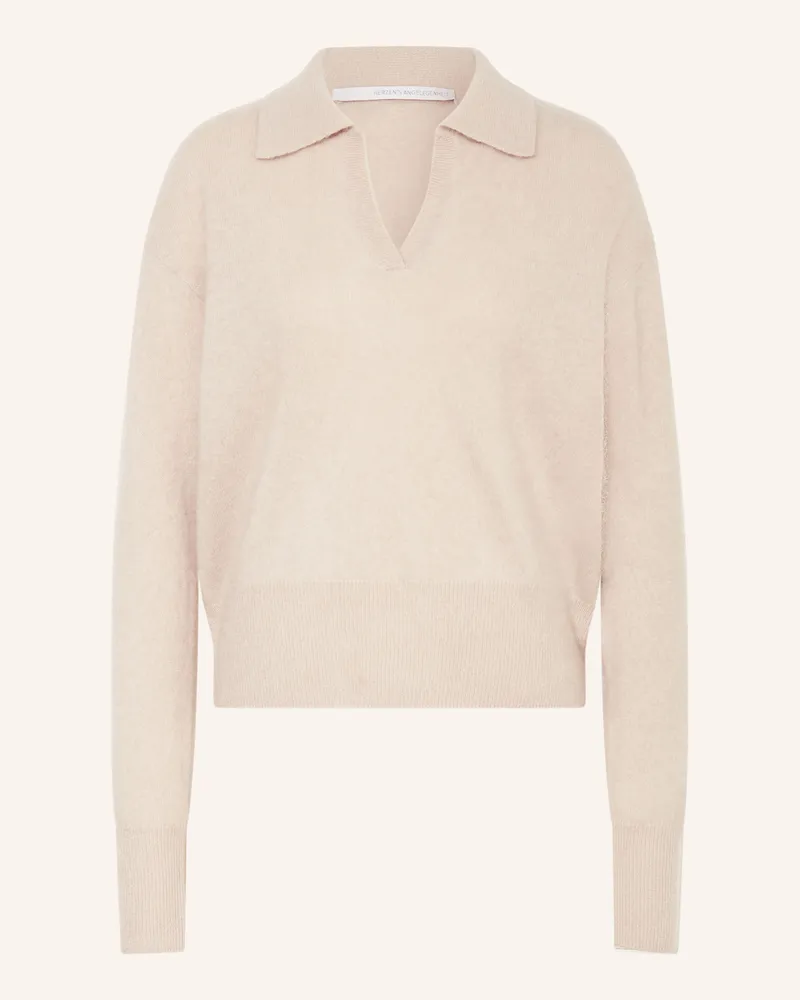 Herzen's Angelegenheit Strick-Poloshirt aus Cashmere Beige