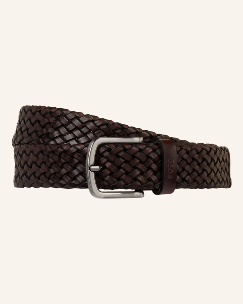 HUGO BOSS Flechtgürtel Sash Aus Leder braun Dunkelbraun