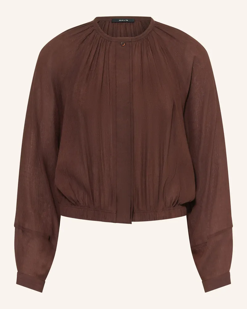 OPUS Blusenshirt Faluna lila Dunkelbraun