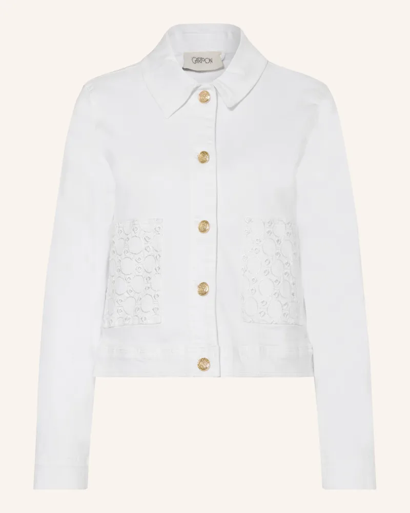 Cartoon Kastenjacke Im Materialmix weiss Weiss