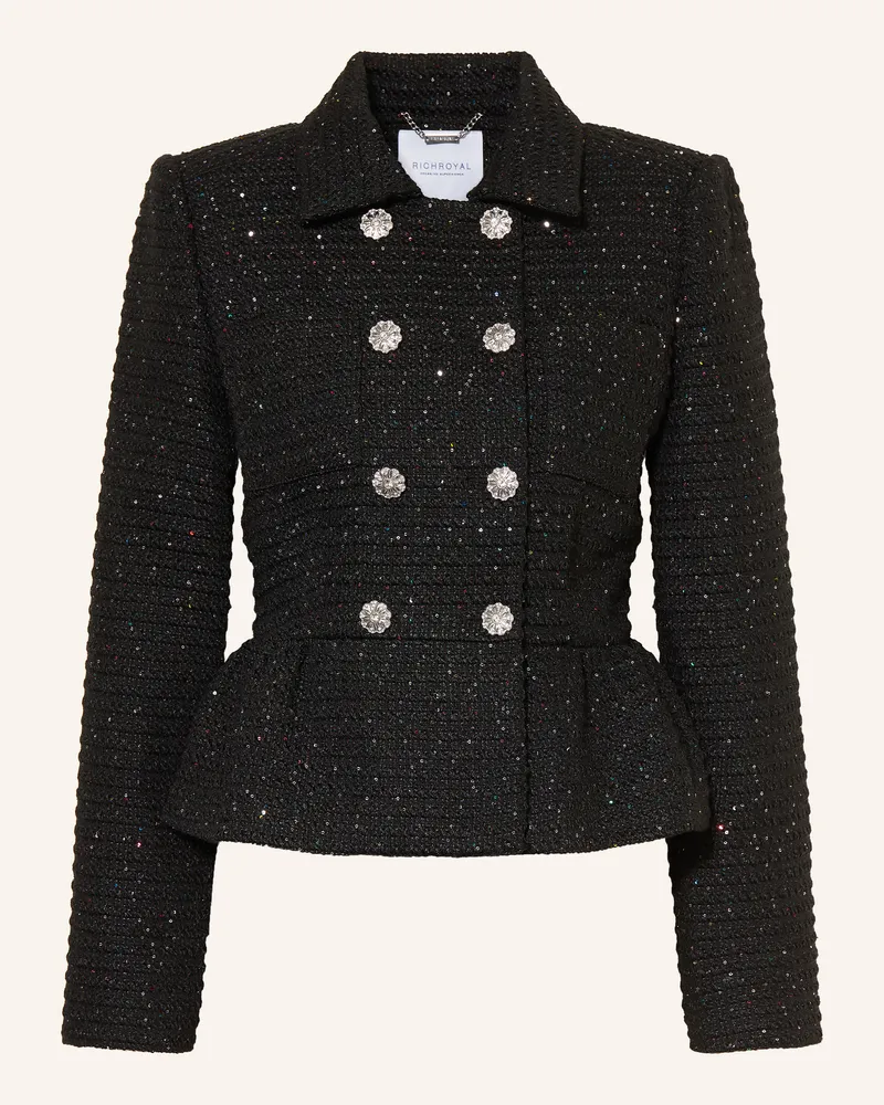Rich&Royal Bouclé-Blazer Mit Pailletten schwarz Schwarz