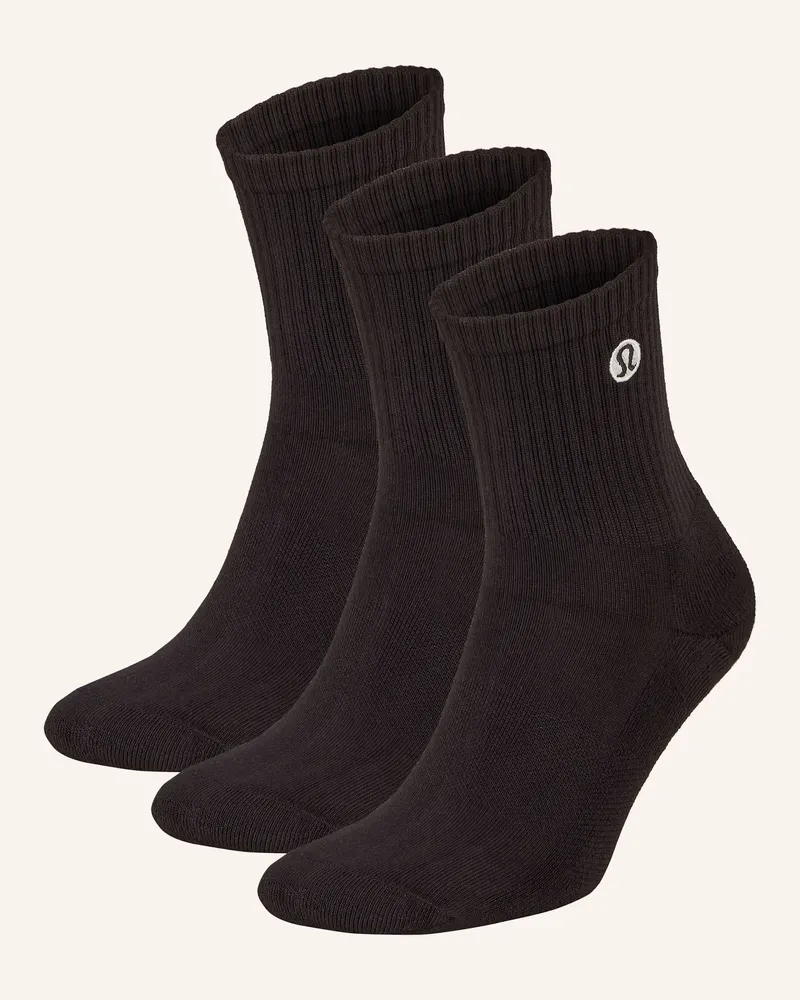 LULULEMON 3er-Pack Sportsocken DAILY ESSENTIAL Schwarz