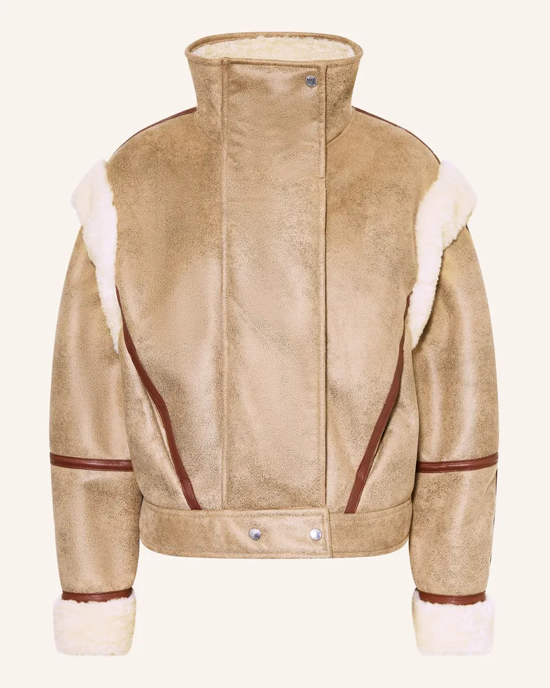 HUGO BOSS Jacke Cheerlea In Lederoptik Mit Abnehmbaren Ärmeln braun Camel