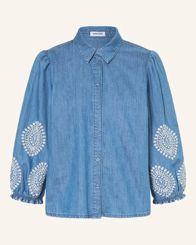More & More Jeansbluse mit 3/4-Arm Blau
