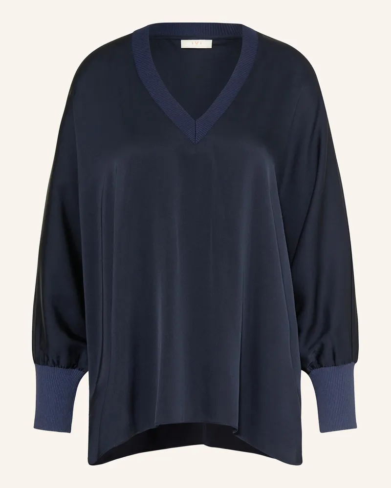 IVI Collection Blusenshirt aus Seide Dunkelblau
