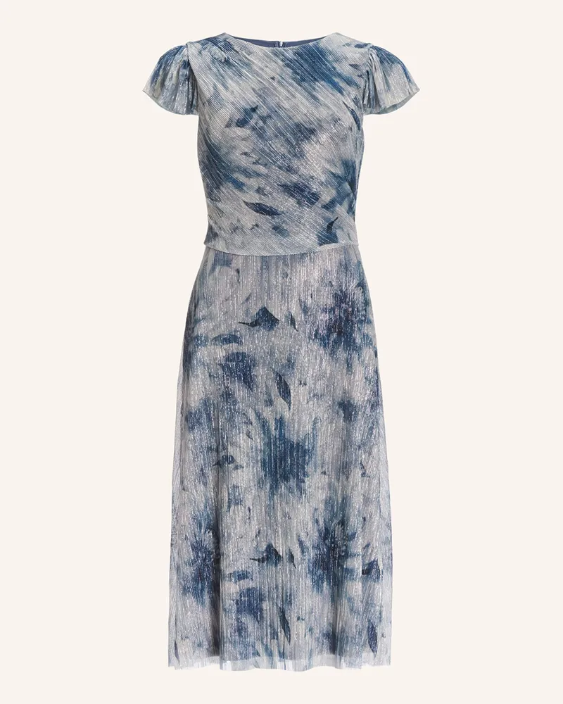 Swing Cocktailkleid mit Plissees und Glitzergarn Hellblau