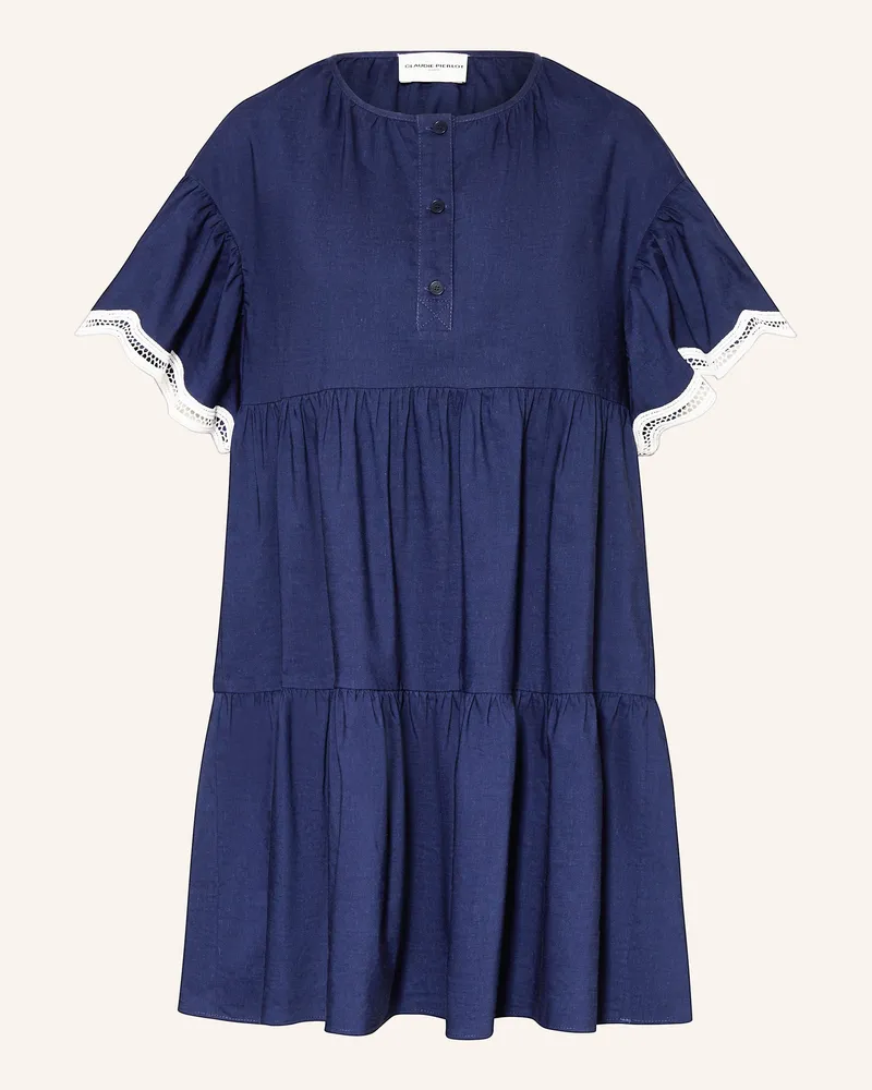 Claudie Pierlot Kleid mit Leinen Dunkelblau