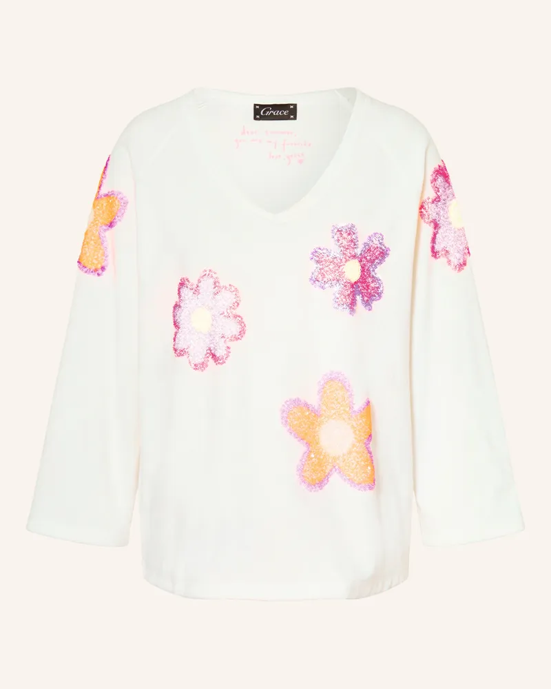 Grace Sweatshirt Mit 3/4-Arm Und Pailletten weiss Ecru