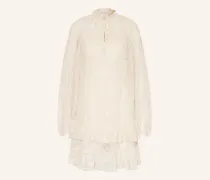 Spitzenkleid Mit Pailletten Und Volants beige