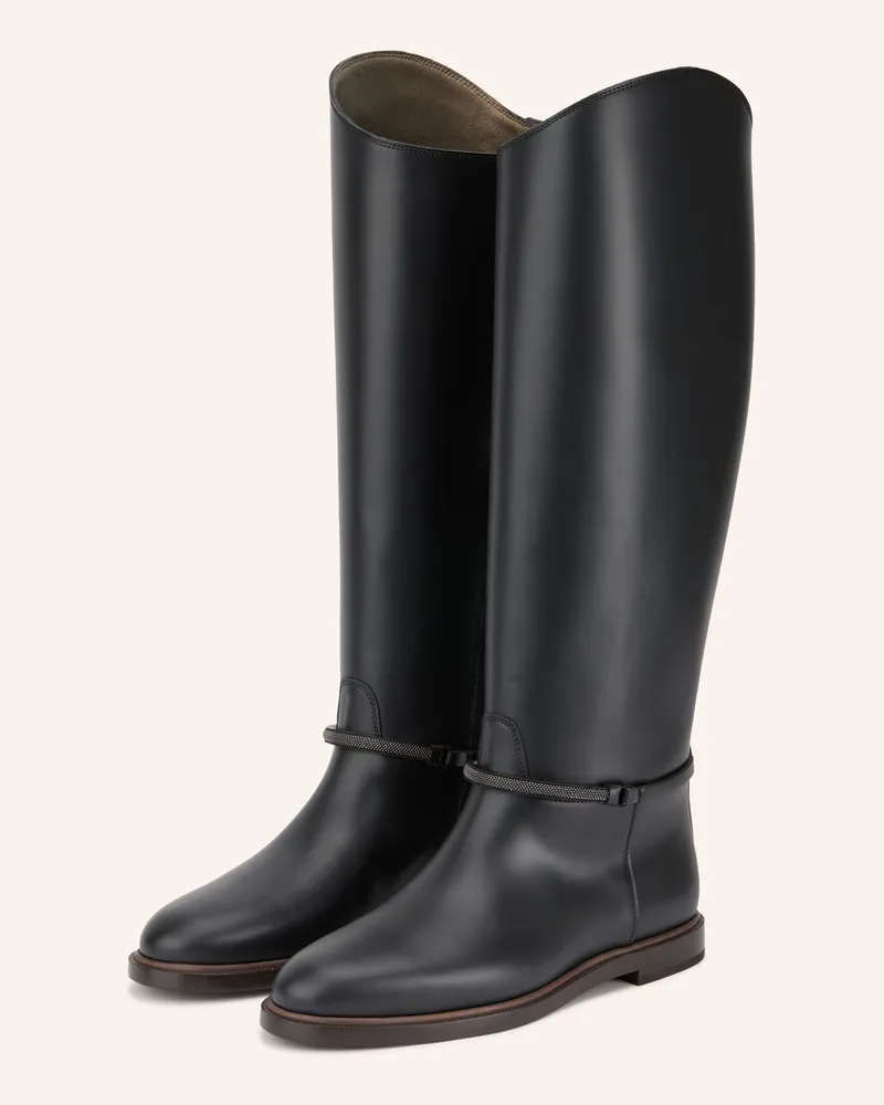 Brunello Cucinelli Stiefel Mit Schmucksteinen schwarz Schwarz