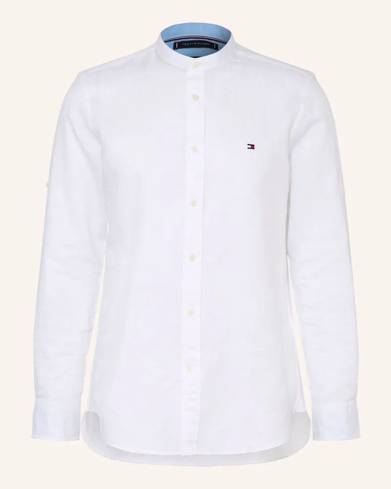 Tommy Hilfiger Hemd Slim Fit Mit Stehkragen Und Leinen weiss Weiss