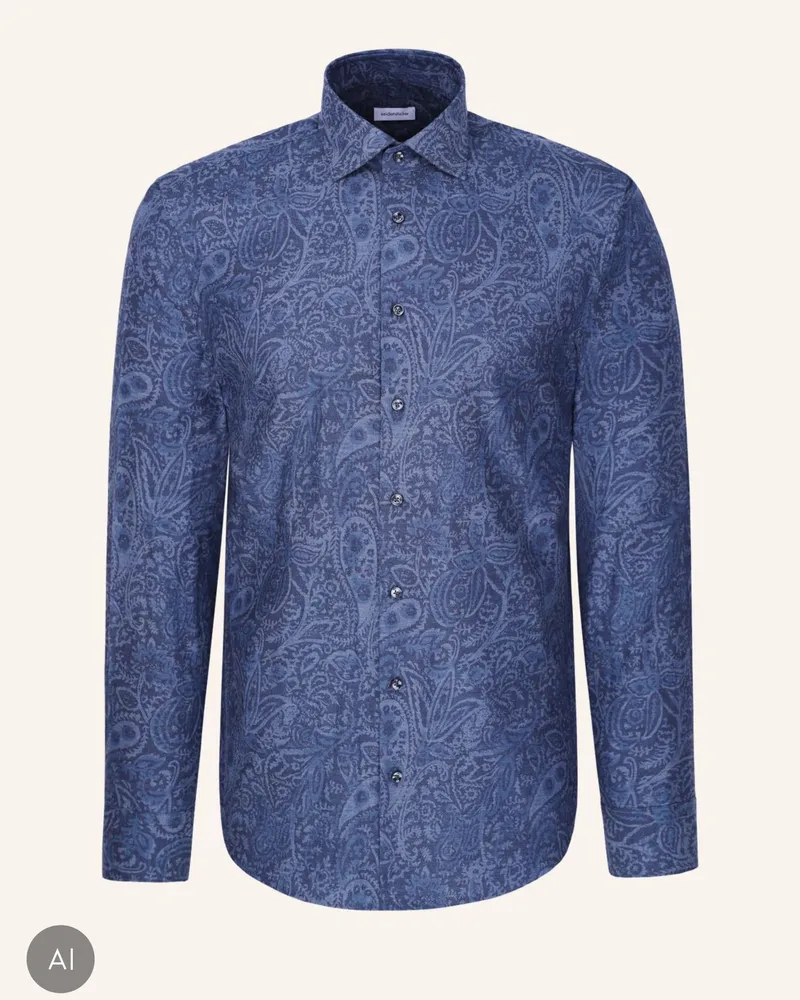 Seidensticker Flanellhemd Slim Fit blau Dunkelblau