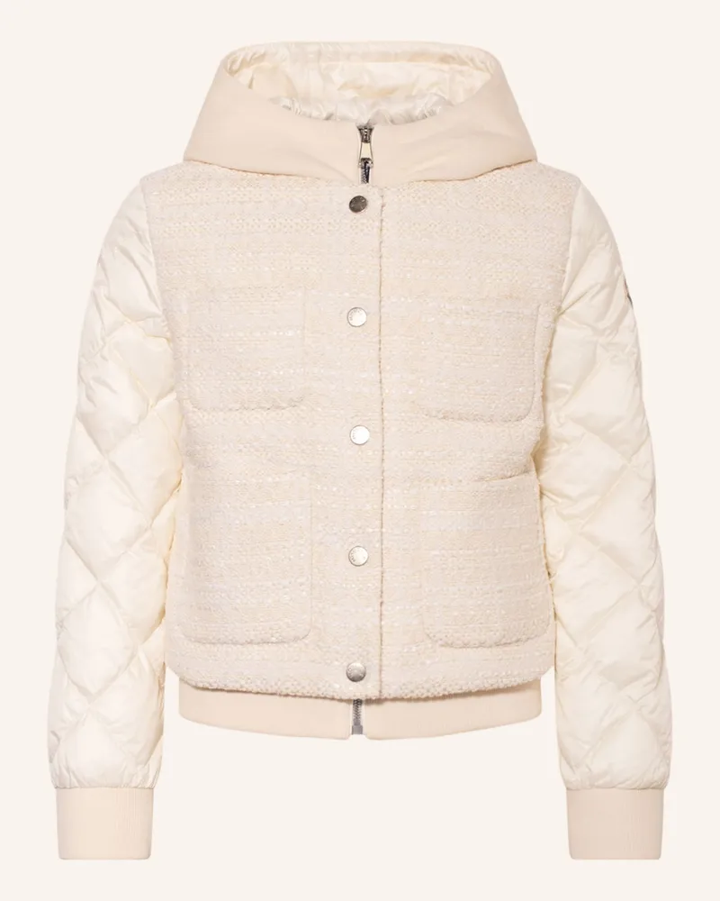 Moncler Daunenjacke im Materialmix Ecru