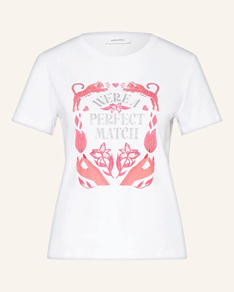 Darling Harbour T-Shirt mit Schmucksteinen Weiß