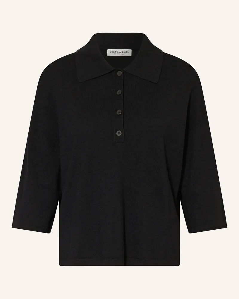 Marc O'Polo Strick-Poloshirt Mit 3/4-Arm schwarz Schwarz