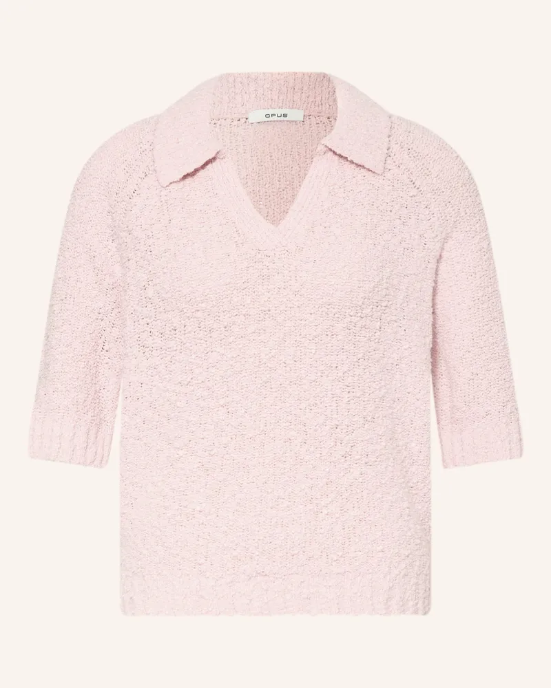 OPUS Strick-Poloshirt Posilly Aus Bouclé rosa Rosé