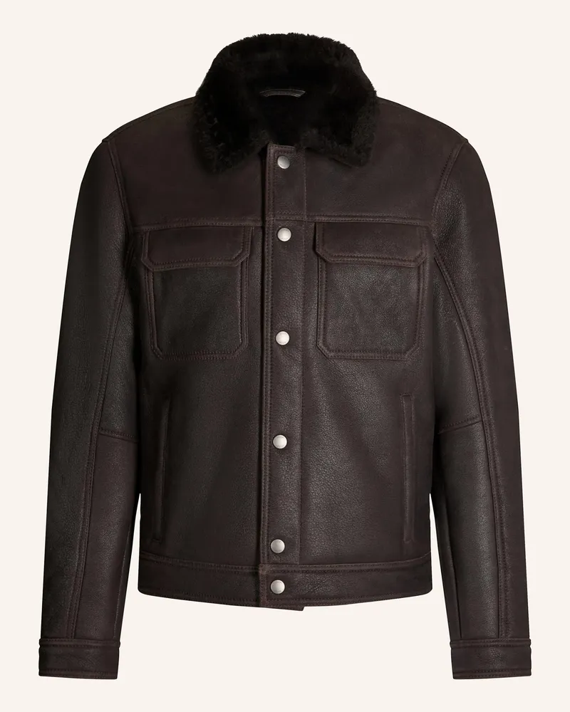 JOOP! Lederjacke Dunkelbraun