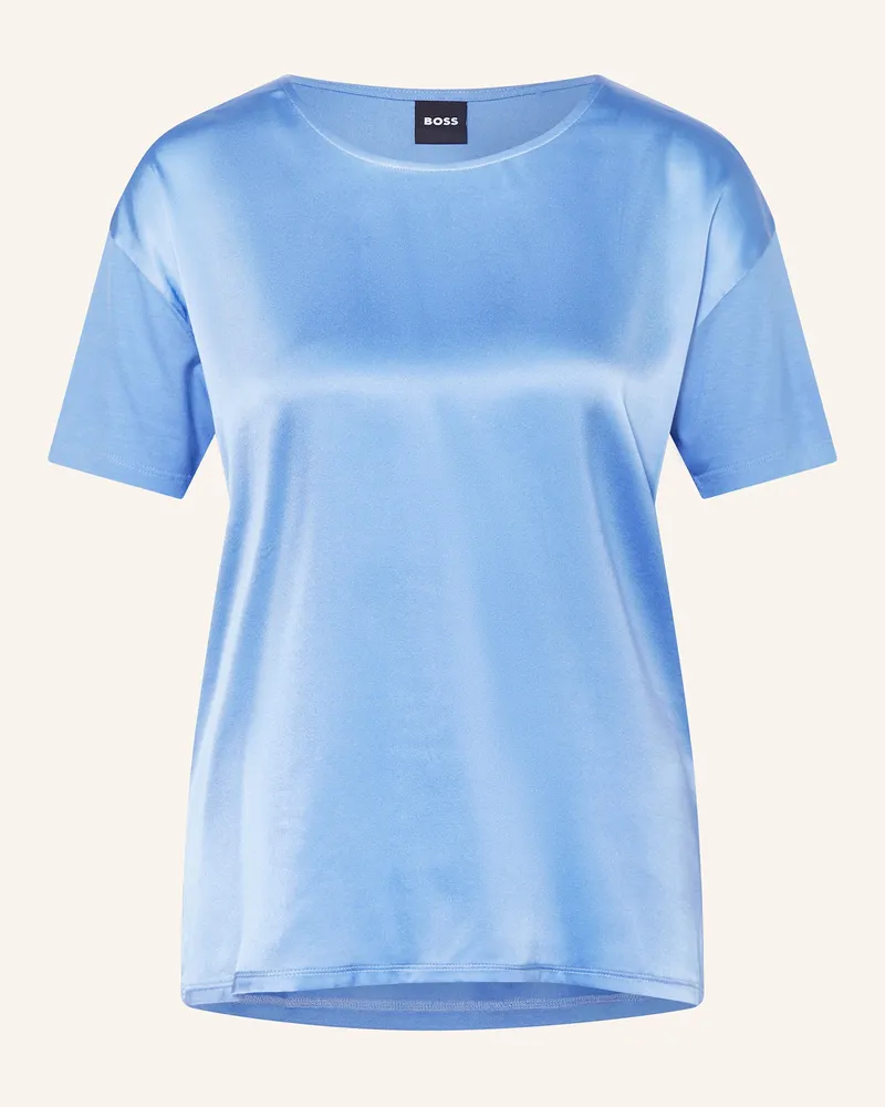 HUGO BOSS Blusenshirt ESANDY im Materialmix mit Seide Blau