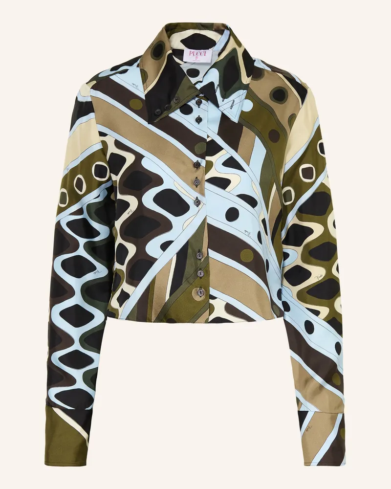 Emilio Pucci Hemdbluse Aus Seide gruen Oliv