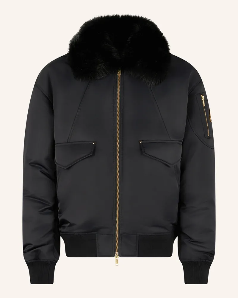 Moose Knuckles Blouson mit Kunstfell Dunkelblau