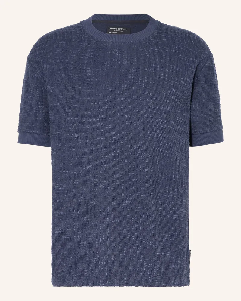 Marc O'Polo T-Shirt Aus Bouclé blau Dunkelblau