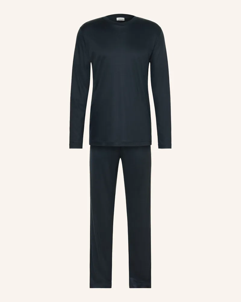 Zimmerli Schlafanzug Sustainable Luxury blau Dunkelblau