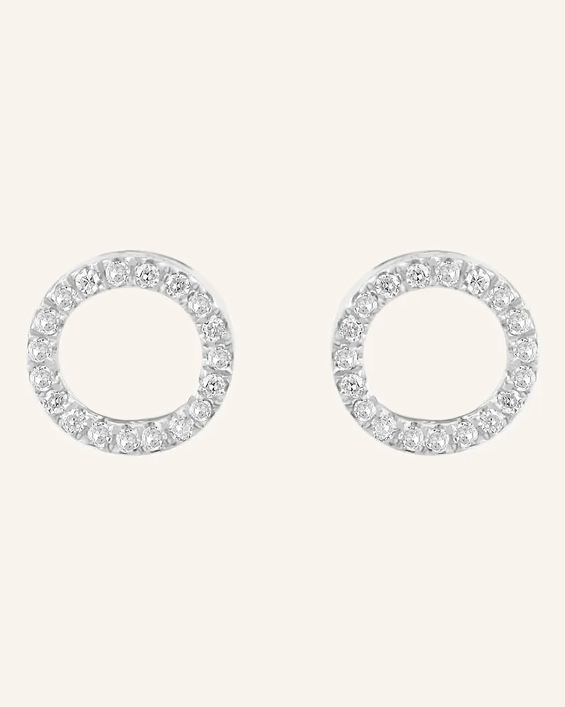 Leaf Ohrstecker Circle 18 Karat Weißgold Mit Diamanten silber Weissgold