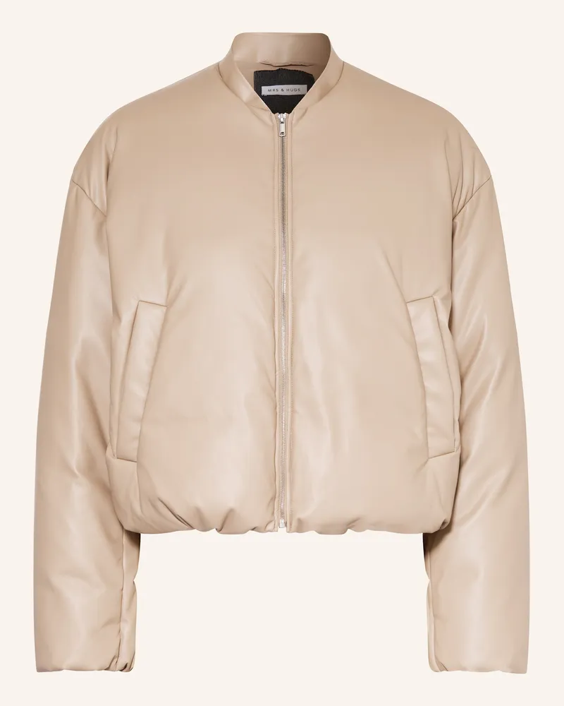 Mrs & HUGS Daunenjacke in Lederoptik Hellbraun