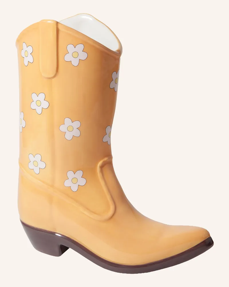 Doiy Vase Rodeo Cowboy Boot gelb Dunkelgelb