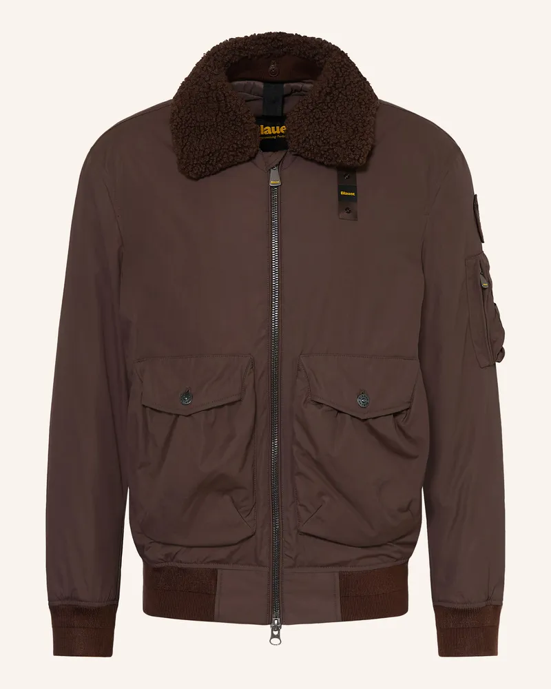 Blauer Jacke Gleason Mit Abnehmbarem Teddyfell-Kragen braun Dunkelbraun