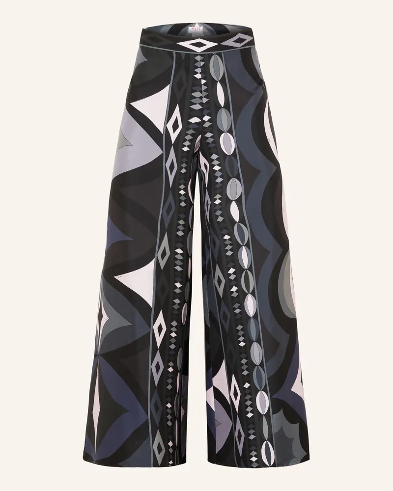 Emilio Pucci Marlenehose Aus Seide schwarz Petrol