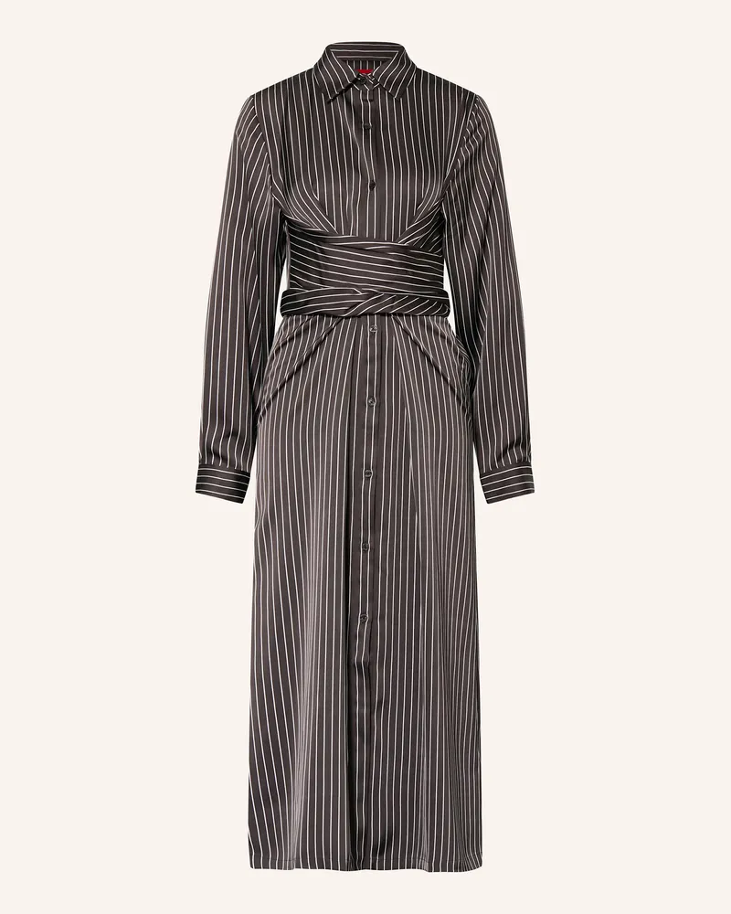 HUGO BOSS Hemdblusenkleid KATHRINA aus Satin Schwarz