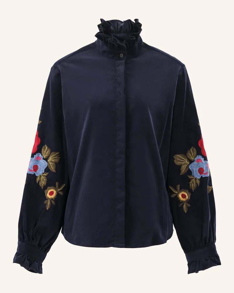 van Laack Bluse Modern Fit blau Dunkelblau