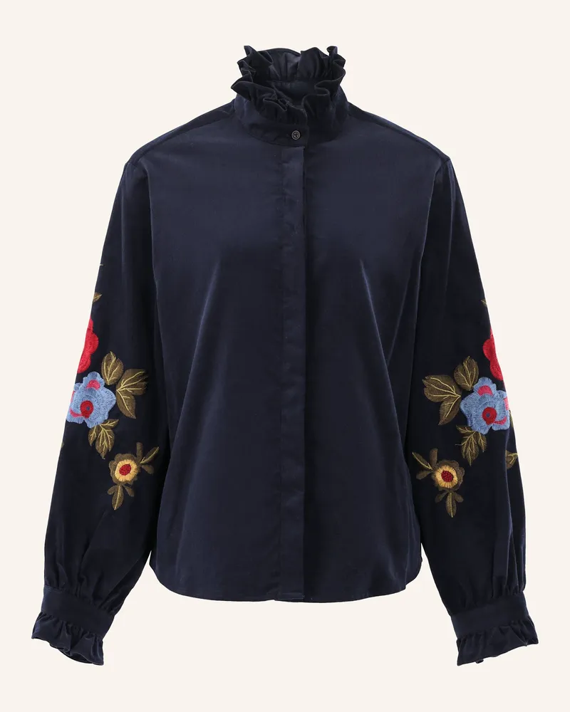 van Laack Bluse Modern Fit blau Dunkelblau