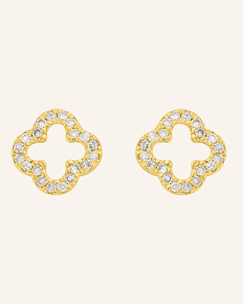Leaf Ohrstecker CLOVER 18 Karat Gelbgold mit Diamanten Gold