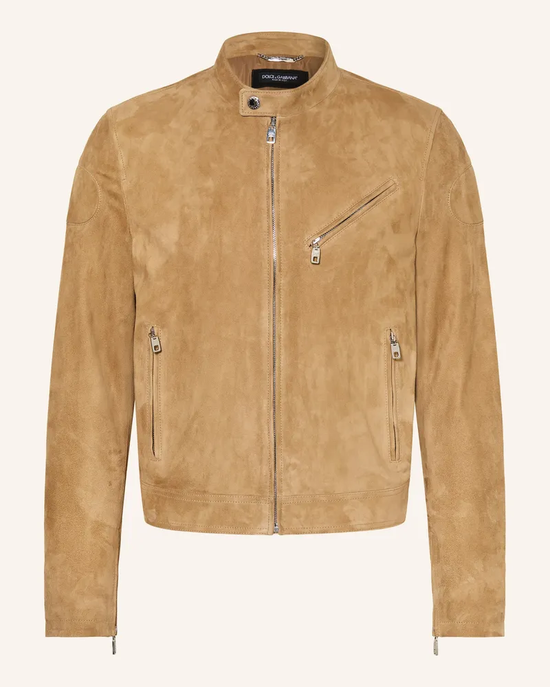 Dolce & Gabbana Lederjacke braun Camel