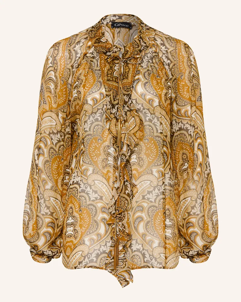 Grace Bluse Venice Mit Volants gelb Hellbraun