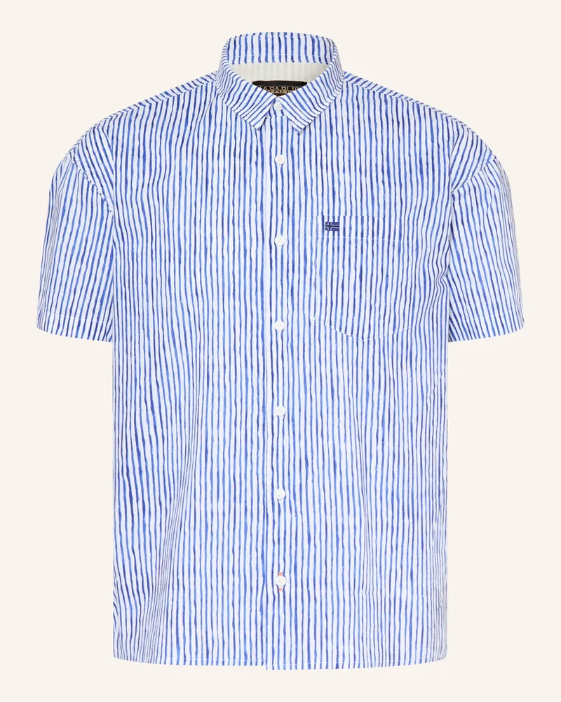 Napapijri Kurzarm-Hemd G-Elior Comfort Fit blau Weiss