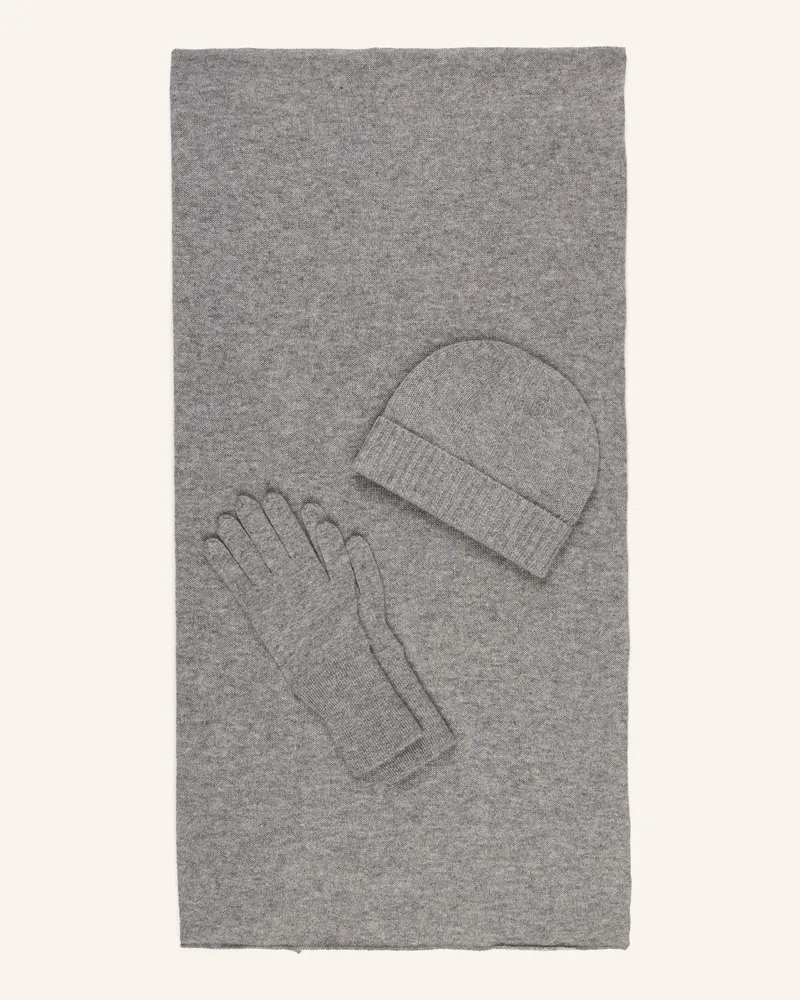 ALLUDE Set: Schal, Mütze und Handschuhe Grau